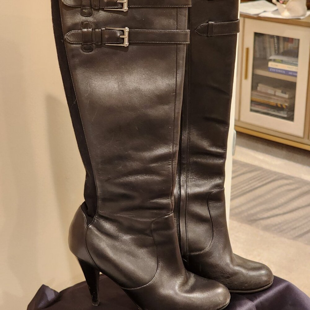 Excellent!!| US 7B| COLE HAAN: Black Leather Knee Double buckle boots